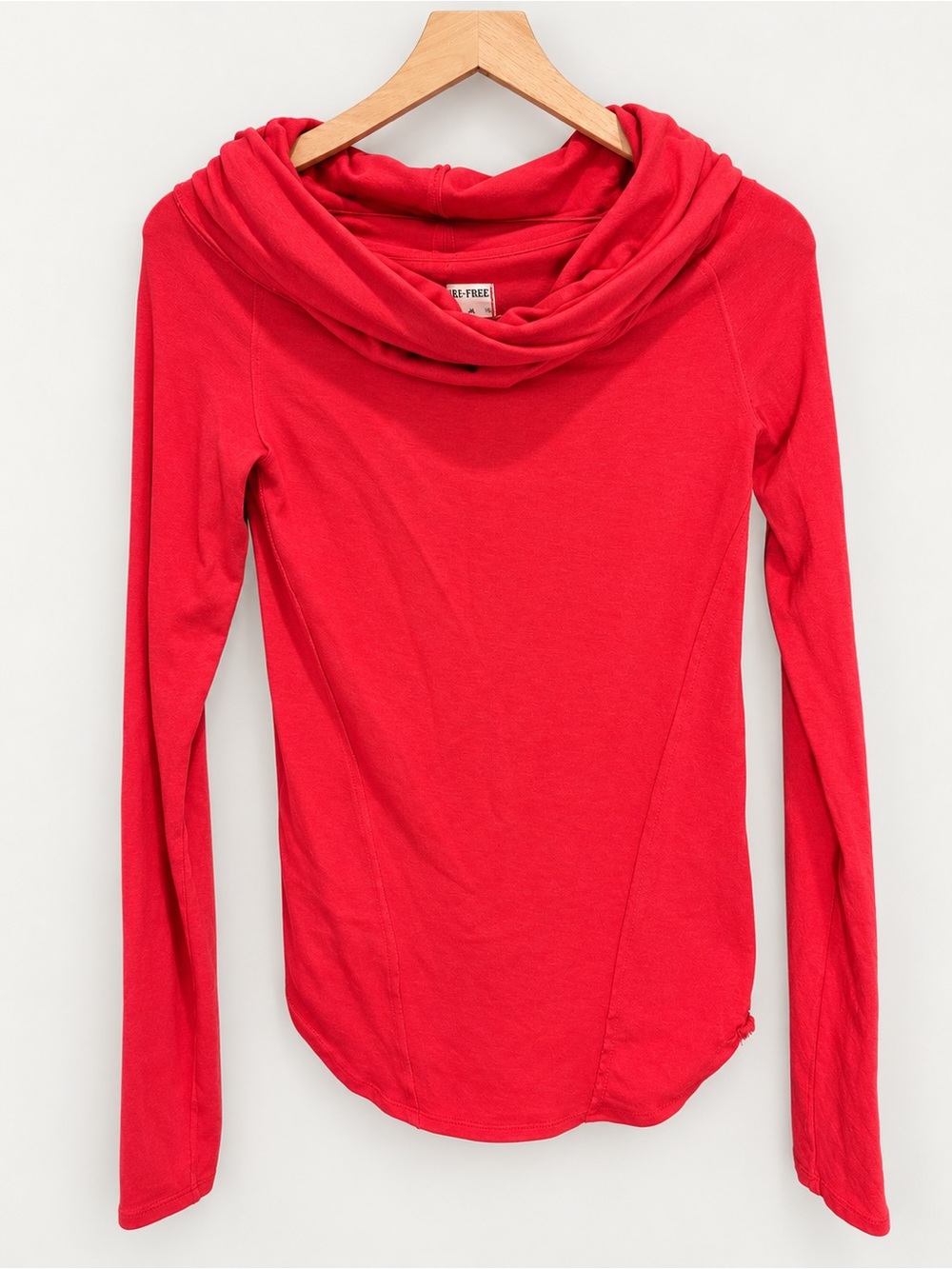 Free People We The Free Red Cowl Neck Long Sleeve Top M